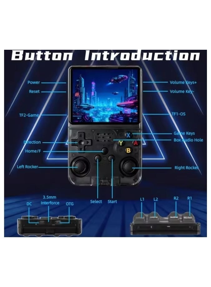 جهاز ألعاب محمول كلاسيكي R36HD (سعة 128 جيجابايت، أكثر من 20000 لعبة) - شاشة IPS عالية الدقة 3.5 بوصة، محاكي محمول لأجهزة PSP وPS1 وN64 | جهاز ألعاب أسود - هدية - Image 4